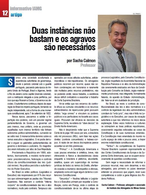 Informativo do Iamg publica artigo de Sacha Calmon