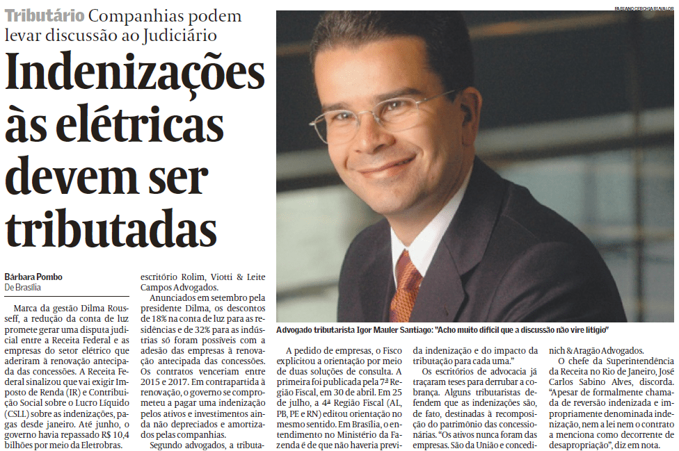 Valor ouve Igor Mauler sobre tributação de indenizações pagas às elétricas