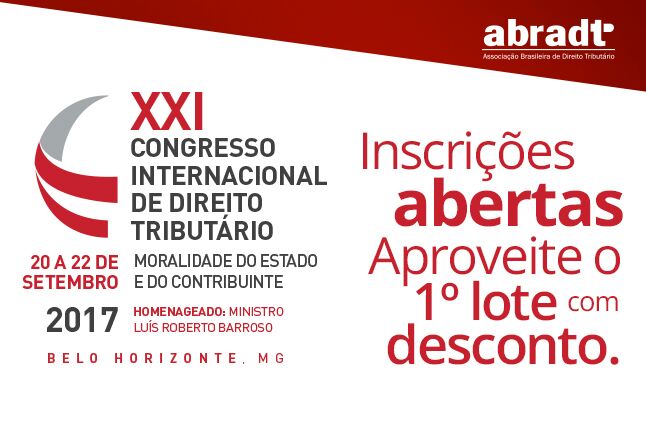 Congresso Internacional de Direito Tributário da Abradt será realizado em setembro