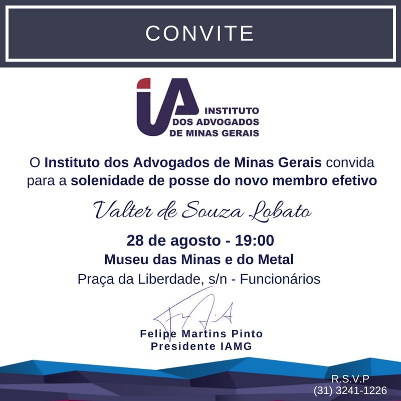 Valter Lobato se torna membro do Instituto dos Advogados de MG