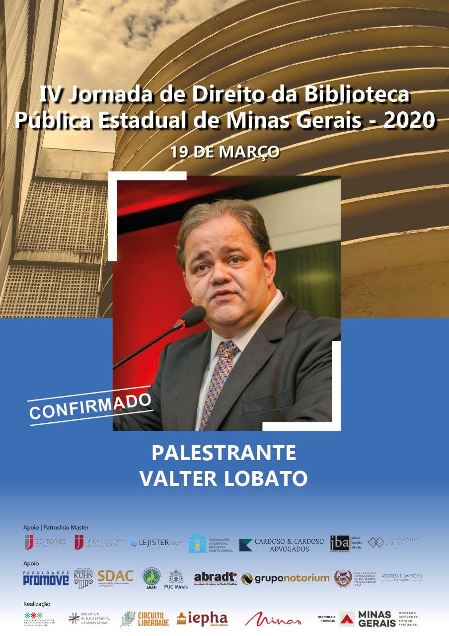 Valter Lobato marcará presença na IV Jornada de Direito da Biblioteca Pública Estadual